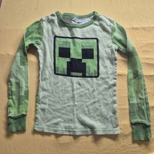 Minecraft Kids' Light Green Creeper Long-Sleeve Pajama Top